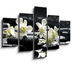 Obraz ptidln 5D - 150 x 100 cm F_GB31674577 - Zen stones and white orchids with reflection