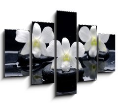 Obraz ptidln 5D - 150 x 100 cm F_GB32251402 - Spa Still life with beautiful white orchid on therapy stones