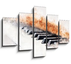 Obraz   Abstract colorful piano keyboard on watercolor illustration painting background., 150 x 100 cm