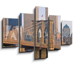 Obraz 5D ptidln - 150 x 100 cm F_GB332057516 - View of the World Trade Towers, Brooklyn Bridge with TV helicopter, New York City, NY