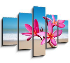 Obraz 5D ptidln - 150 x 100 cm F_GB33453056 - Plumeria flowers on the beach