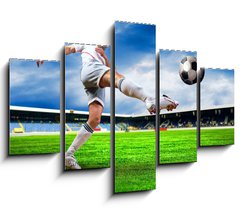 Obraz   Happiness football player after goal on the field of stadium wit, 150 x 100 cm