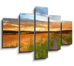 Obraz   A sunset photo of road and countryside, 150 x 100 cm