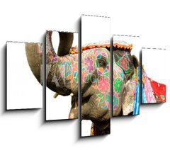 Obraz 5D ptidln - 150 x 100 cm F_GB33964152 - hand painted elephant profile, Jaipur, Rajasthan,India