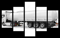 Obraz 5D ptidln - 150 x 100 cm F_GB340311682 - Tanker truck 3D rendering isolated on white background. Side