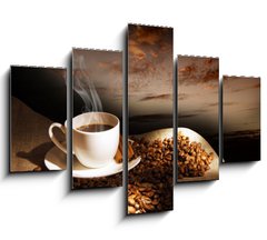 Obraz 5D ptidln - 150 x 100 cm F_GB34083864 - Steaming cup of coffee - Napaovac lek kvy