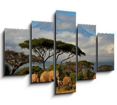 Obraz   Elephant family in front of Mt. Kilimanjaro, 150 x 100 cm