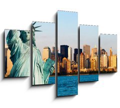 Obraz 5D ptidln - 150 x 100 cm F_GB36398482 - New York Manhattan statue de la Libert - New York Manhattan socha de Libert