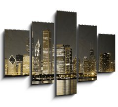 Obraz pětidílný 5D - 150 x 100 cm F_GB36872589 - Vintage Design: Chicago