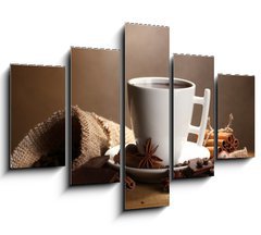 Obraz 5D ptidln - 150 x 100 cm F_GB38114292 - cup of hot chocolate, cinnamon sticks, nuts and chocolate