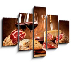 Obraz 5D ptidln - 150 x 100 cm F_GB38393284 - Insaccati con formaggio e vino rosso