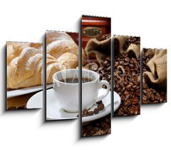 Obraz 5D ptidln - 150 x 100 cm F_GB39147231 - coffee cup with croissant