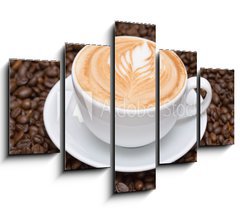 Obraz   Coffee cup with coffee beans background, 150 x 100 cm