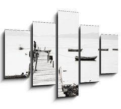 Obraz   Lonely pier along the coast, low saturation image., 150 x 100 cm