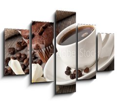 Obraz 5D ptidln - 150 x 100 cm F_GB40771810 - cup of coffee and chocolate cake