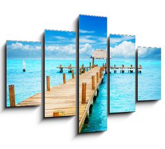 Obraz 5D ptidln - 150 x 100 cm F_GB40822521 - Vacation in Tropic Paradise. Jetty on Isla Mujeres, Mexico