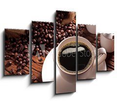 Obraz 5D ptidln - 150 x 100 cm F_GB41409158 - Coffee cup with burlap sack of roasted beans