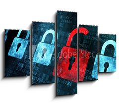 Obraz   Security concept: Lock on digital screen, 150 x 100 cm