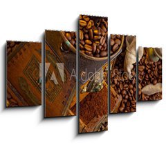 Obraz 5D ptidln - 150 x 100 cm F_GB42595888 - Kaffee. Kaffeebohnen und Kaffeem hle