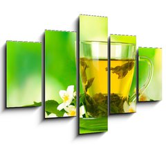 Obraz 5D ptidln - 150 x 100 cm F_GB42891888 - cup of green tea with jasmine flowers