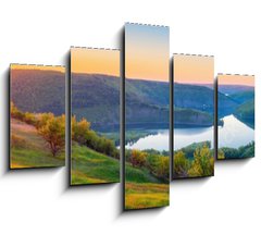 Obraz 5D ptidln - 150 x 100 cm F_GB434259708 - Vivid sunrise landscape in the national nature park Podilski Tovtry, canyon and Studenytsia river is tributary of Dnister river, view from above