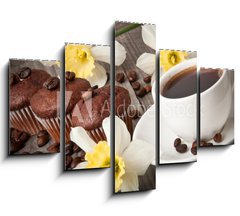 Obraz 5D ptidln - 150 x 100 cm F_GB43427094 - cup of coffee and chocolate cake