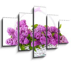 Obraz   beautiful lilac flowers in basket isolated on white, 150 x 100 cm