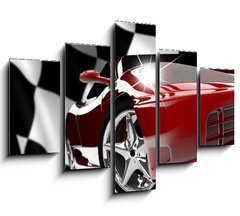 Obraz 5D ptidln - 150 x 100 cm F_GB44436223 - Red car on a checkered flag