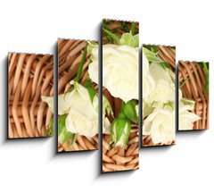 Obraz   Beautiful white roses on wicker mat close up, 150 x 100 cm