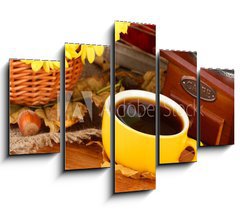 Obraz 5D ptidln - 150 x 100 cm F_GB46892216 - autumnal composition:coffee grinder, flowers  and leaves