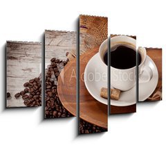 Obraz   cup of coofe on wooden tray, 150 x 100 cm