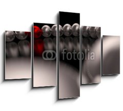 Obraz 5D ptidln - 150 x 100 cm F_GB47149064 - 3D Kugeln im Kreis - Chrom Rot 01