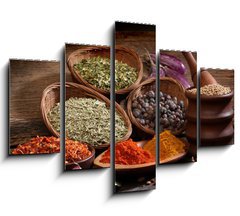Obraz 5D ptidln - 150 x 100 cm F_GB47170066 - Different spices over a wood background.
