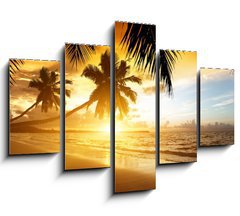 Obraz 5D ptidln - 150 x 100 cm F_GB47283055 - sunset on the beach of caribbean sea