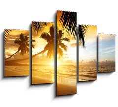 Obraz   sunset on the beach of caribbean sea, 150 x 100 cm
