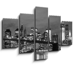 Obraz   Brooklyn Bridge and Manhattan Skyline At Night, New York City, 150 x 100 cm