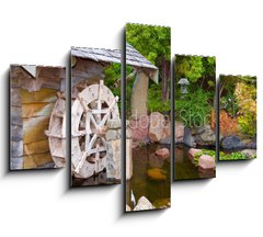 Obraz ptidln 5D - 150 x 100 cm F_GB4796949 - Old Hut with Waterwheel - Star chata s vodnm kolekem