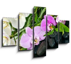 Obraz 5D ptidln - 150 x 100 cm F_GB50426664 - Wellness Concept: orchids, bamboo, stone, water