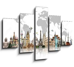 Obraz   Travel the world monuments concept, 150 x 100 cm