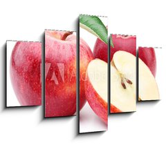 Obraz   Red apple with leaf and slice., 150 x 100 cm
