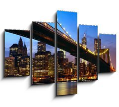 Obraz 5D ptidln - 150 x 100 cm F_GB51808000 - Manhattan panorama with Brooklyn Bridge at sunset in New York