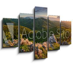 Obraz   Green nature panorama with sun, 150 x 100 cm