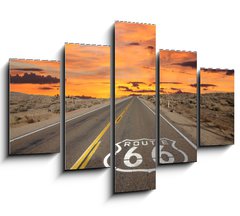 Obraz   Route 66 Pavement Sign Sunrise Mojave Desert, 150 x 100 cm