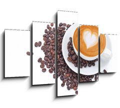 Obraz 5D ptidln - 150 x 100 cm F_GB54856879 - A cup of cafe latte and coffee beans on white