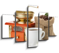 Obraz   cup of coffee and beans on white, 150 x 100 cm