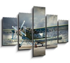 Obraz 5D ptidln - 150 x 100 cm F_GB57011832 - Retro style picture of the biplane. Transportation theme. - Retro styl obrzek dvojplonku. Tma dopravy.