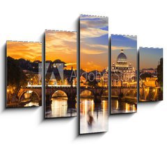 Obraz 5D ptidln - 150 x 100 cm F_GB60069583 - Sunset view of Basilica St Peter and river Tiber in Rome. Italy