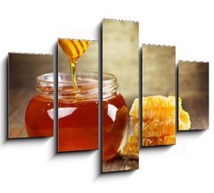 Obraz 5D ptidln - 150 x 100 cm F_GB61593982 - jar of honey with honeycomb