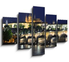 Obraz 5D ptidln - 150 x 100 cm F_GB61900085 - Vltava river, Charles Bridge and St. Vitus Cathedral at night - eky Vltavy, Karlova mostu a katedrly sv. Vta v noci