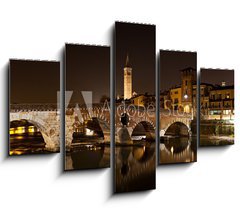 Obraz   Verona, il Ponte Pietra di notte, 150 x 100 cm